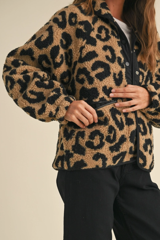 Leopard Pattern Sherpa Jacket