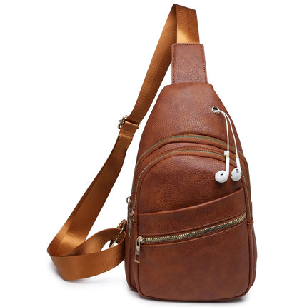 Brown Faux Leather Sling Bag - Shop Simply Apparel