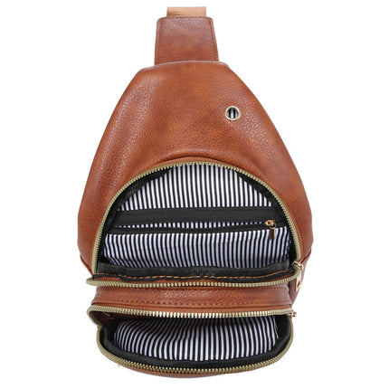 Brown Faux Leather Sling Bag - Shop Simply Apparel