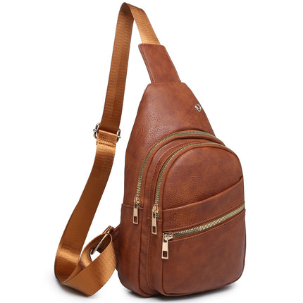 Brown Faux Leather Sling Bag - Shop Simply Apparel