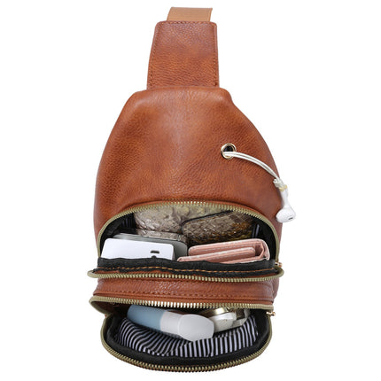 Brown Faux Leather Sling Bag - Shop Simply Apparel