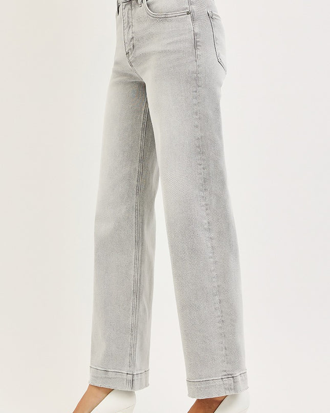 Light Grey High Rise Wide Leg Jeans - Shop Simply Apparel