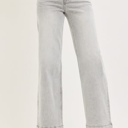 Light Grey High Rise Wide Leg Jeans - Shop Simply Apparel