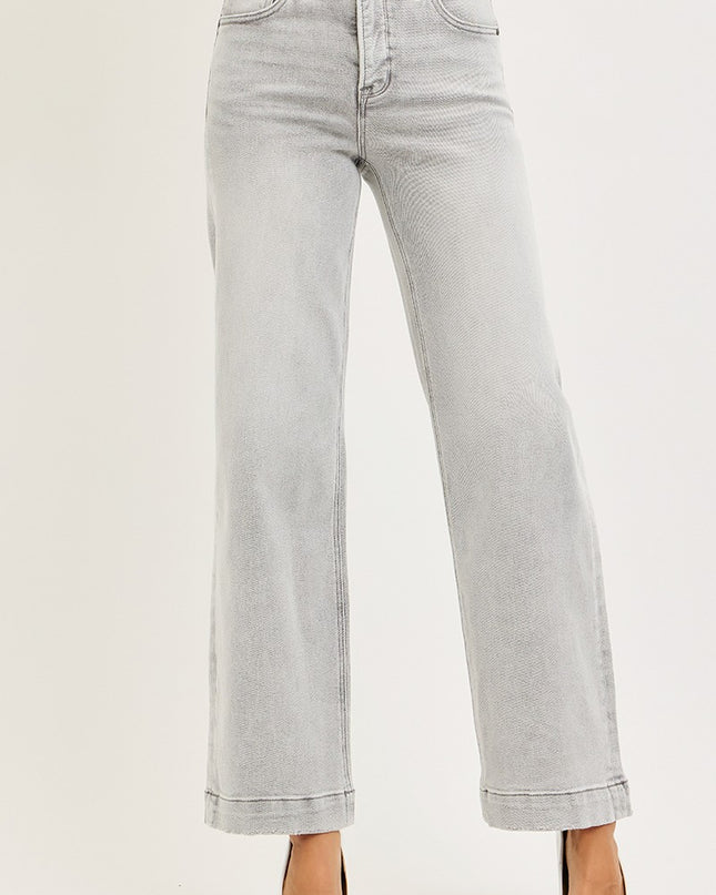Light Grey High Rise Wide Leg Jeans - Shop Simply Apparel