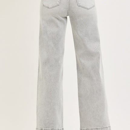 Light Grey High Rise Wide Leg Jeans - Shop Simply Apparel