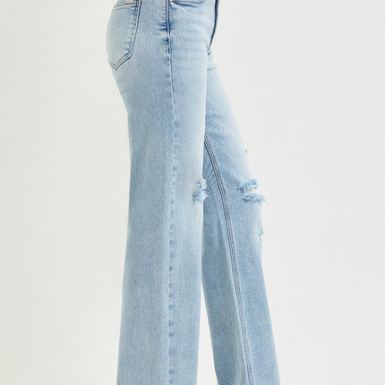Light Wash Tummy Control High Rise Straight Jeans