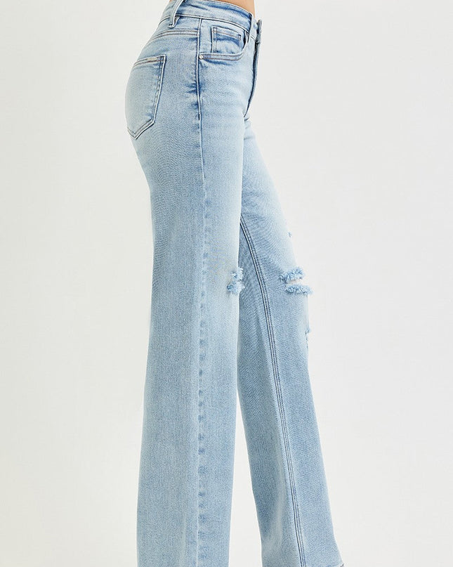 Light Wash Tummy Control High Rise Straight Jeans