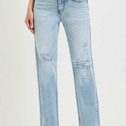 Light Wash Tummy Control High Rise Straight Jeans