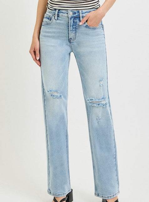 Light Wash Tummy Control High Rise Straight Jeans