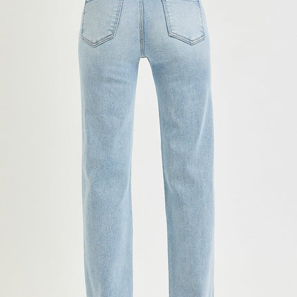 Light Wash Tummy Control High Rise Straight Jeans