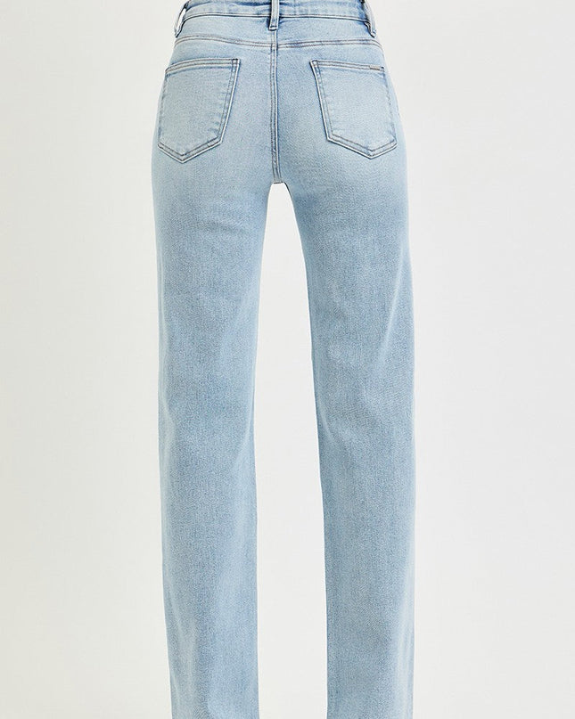 Light Wash Tummy Control High Rise Straight Jeans