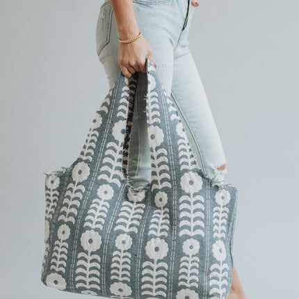 Light Blue Floral Slouchy Bag - Shop Simply Apparel