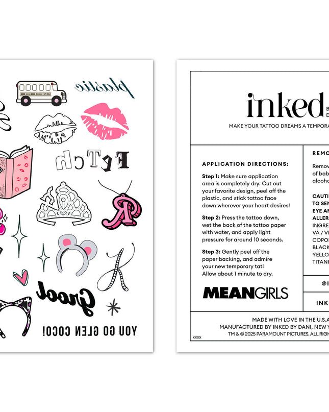 MEAN GIRLS: PLASTIC Temporary Tattoos