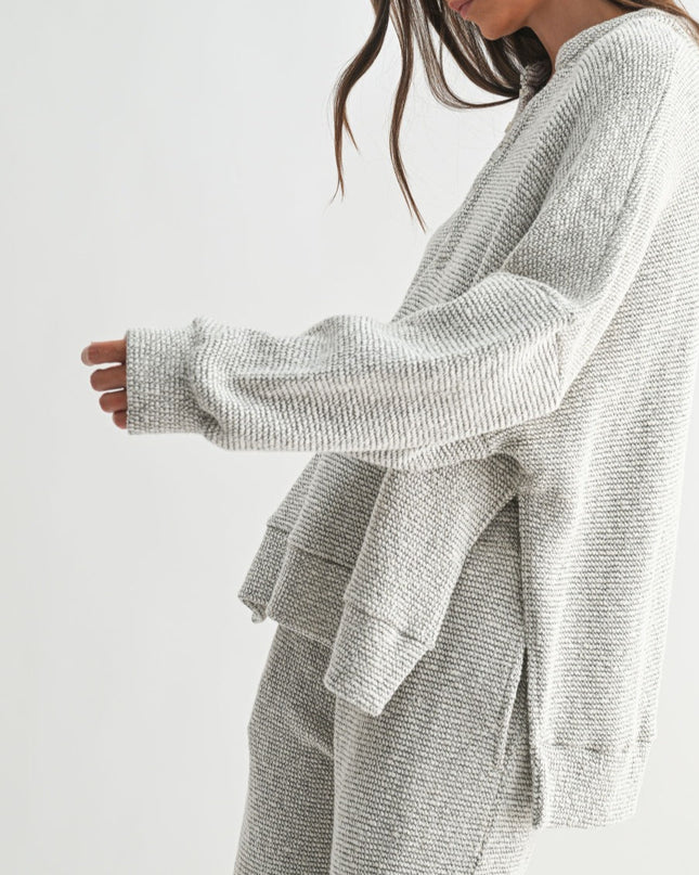 PRE-ORDER Cream/Black Marina Textured Knit Henley