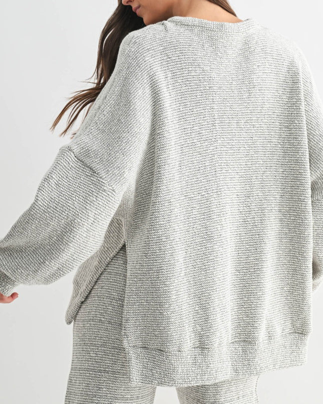 PRE-ORDER Cream/Black Marina Textured Knit Henley