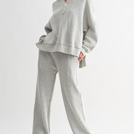 PRE-ORDER Cream/Black Marina Textured Wide Leg Pants