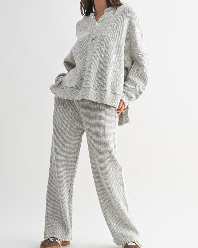 PRE-ORDER Cream/Black Marina Textured Wide Leg Pants