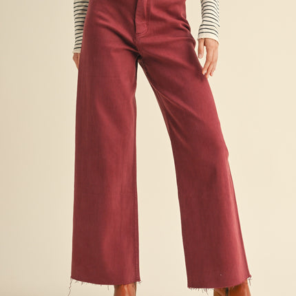 Maroon Straight Wide Leg Denim