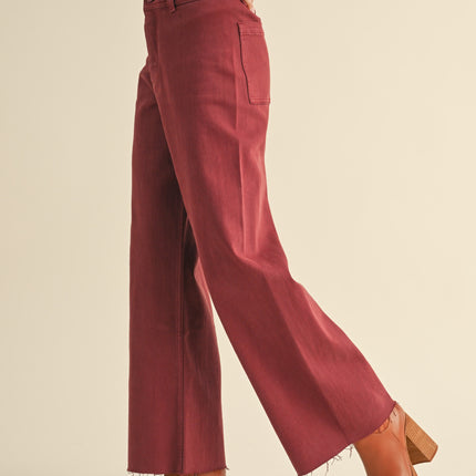 Maroon Straight Wide Leg Denim