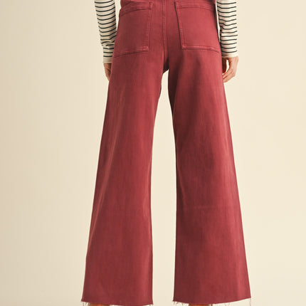 Maroon Straight Wide Leg Denim