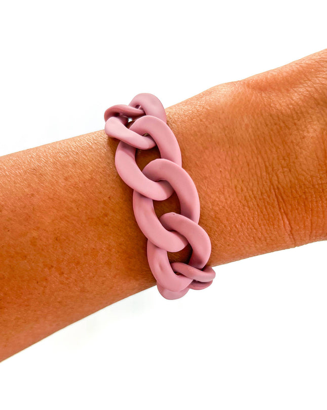 Matte Mauve Chunky Acrylic Chain Link Bracelet - Shop Simply Apparel