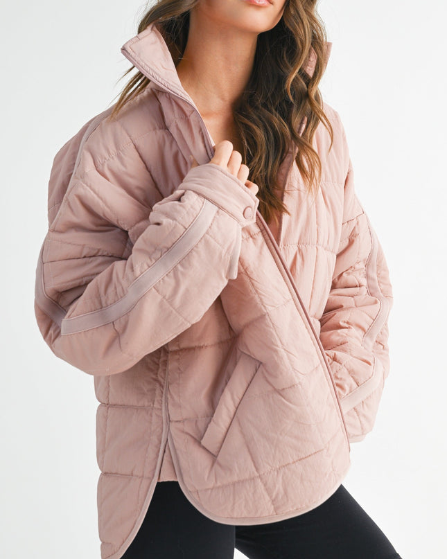 Mauve Pink Nylon Puffer Jacket