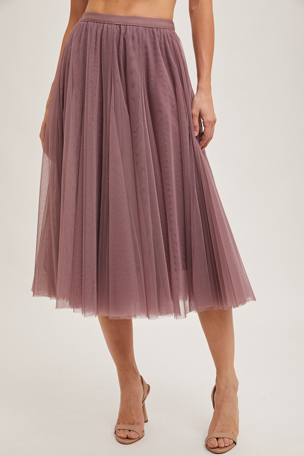 Mauve Tulle Midi Skirt