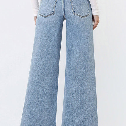 Mid Rise Seam Detail Wide Leg Jeans - Shop Simply Apparel