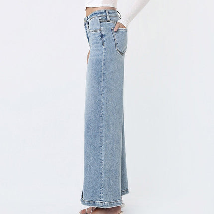 Mid Rise Seam Detail Wide Leg Jeans - Shop Simply Apparel
