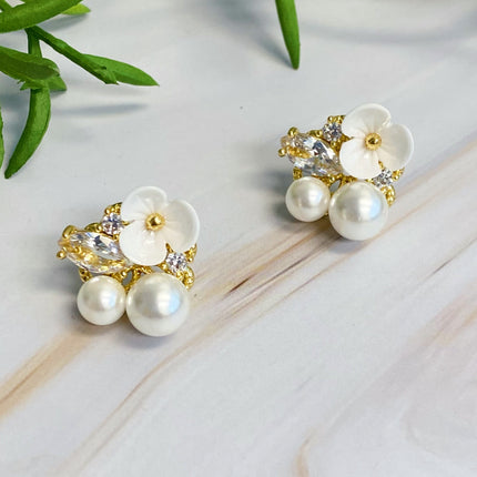 Mini Flower Jeweled Stud Earrings - Shop Simply Apparel