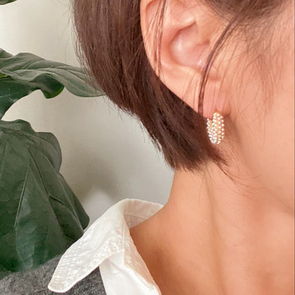 Mini Pearls Mini Hoop Earrings