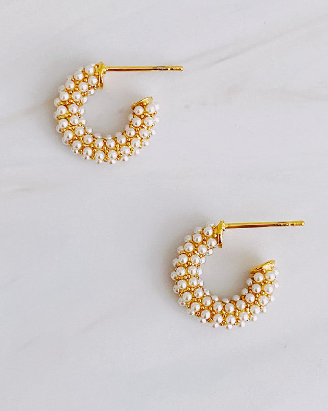 Mini Pearls Mini Hoop Earrings