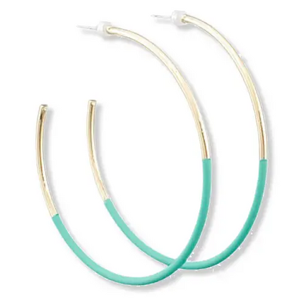Mint/Gold Skinny Hoop Earrings - Shop Simply Apparel
