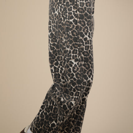 Mocha Leopard Printed Barrel Pants