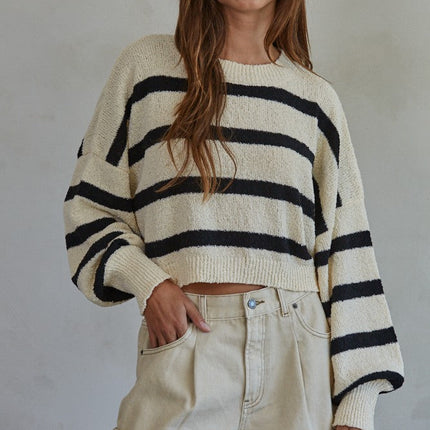 Natural Black Rowan Striped Crewneck