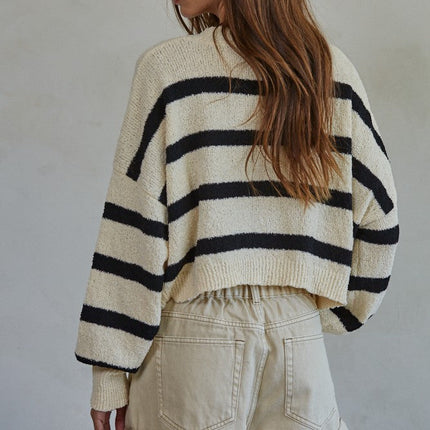 Natural Black Rowan Striped Crewneck