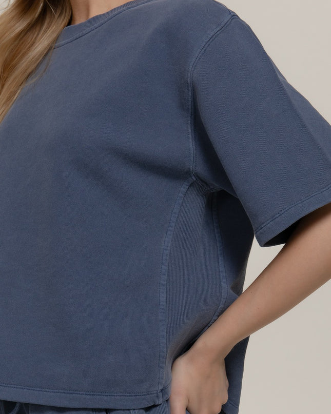 Navy Garment Washed Terry Top - Shop Simply Apparel