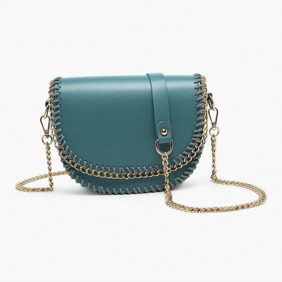 Ocean Blue Istanbul Gold Chain Trim Crossbody w/ Chain Strap