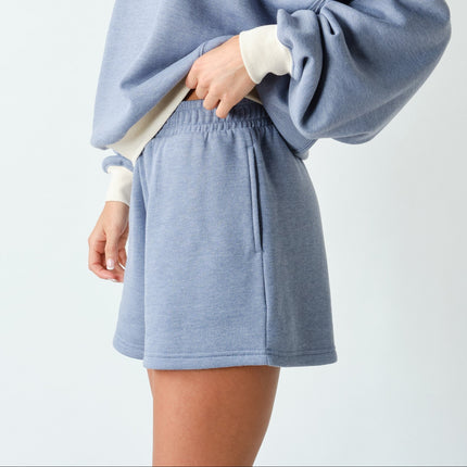 Ocean Blue Cotton Fleece Contrast Crewneck