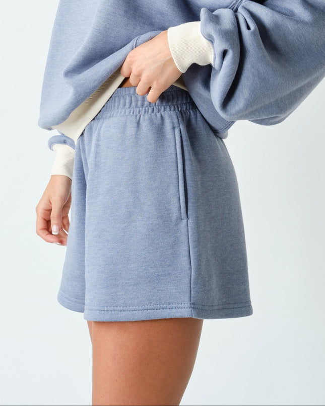 Ocean Blue Cotton Fleece Shorts