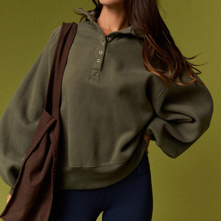 Olive Piper Snap Button Collared Sweatshirt