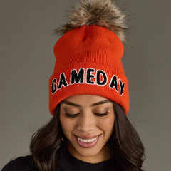 Orange & Black Game Day Pom Hat
