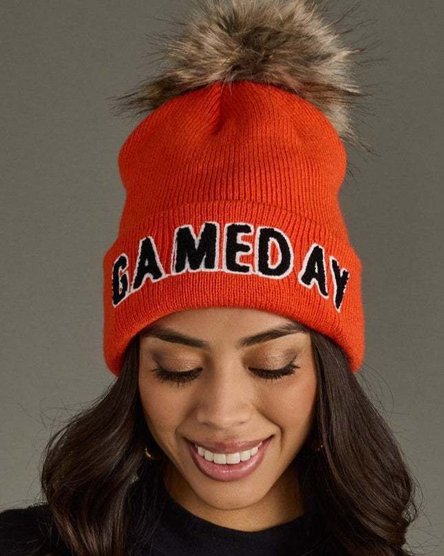 Orange & Black Game Day Pom Hat