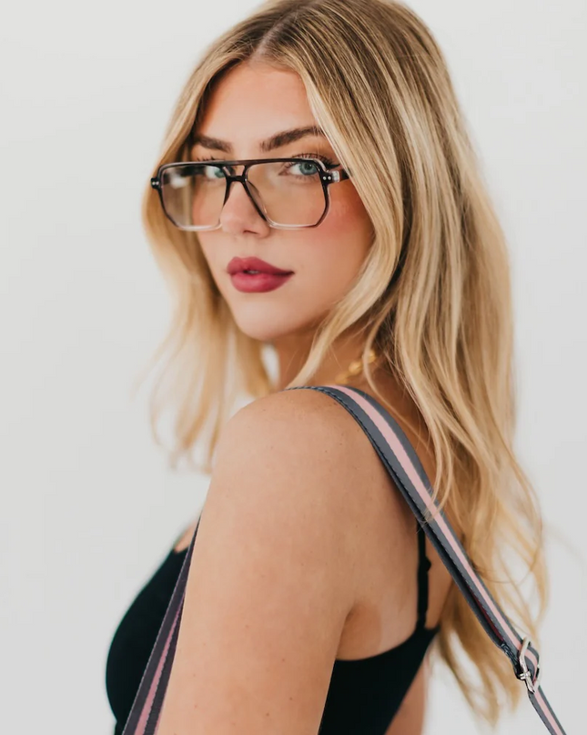 Brown/Clear Oversized Square Aviator Blue Light Glasses - Shop Simply Apparel