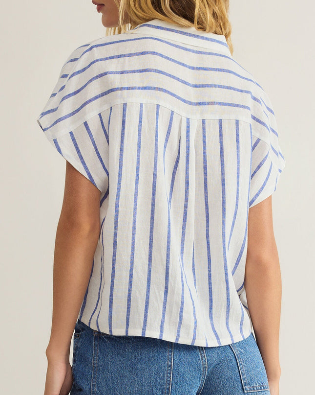 Palace Blue Parallel Button Down Top