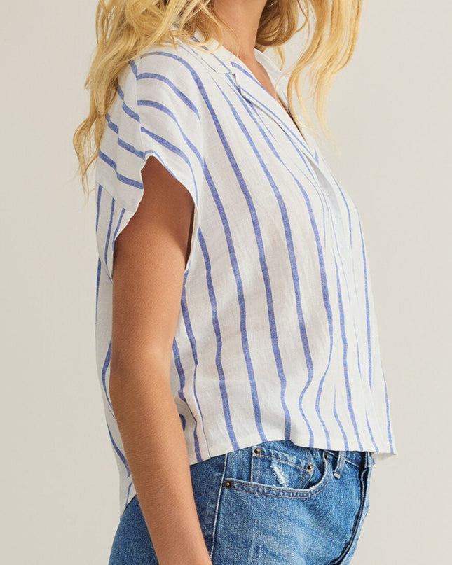 Palace Blue Parallel Button Down Top - Shop Simply Apparel