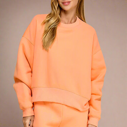 Peach Dropped Shoulder Relaxed Sweatshirt - Shop Simply Apparel