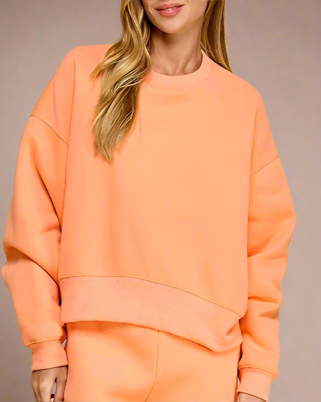 Peach Dropped Shoulder Relaxed Sweatshirt - Shop Simply Apparel