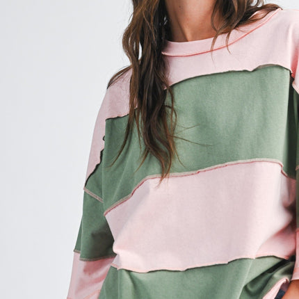 PRE-ORDER Peony Green Slouchy Pullover Tee - Shop Simply Apparel