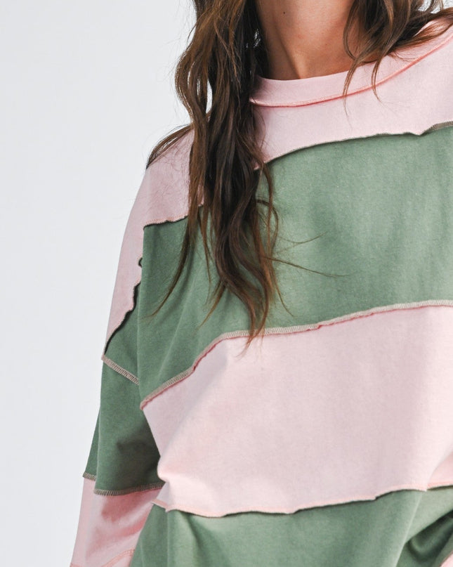 PRE-ORDER Peony Green Slouchy Pullover Tee - Shop Simply Apparel